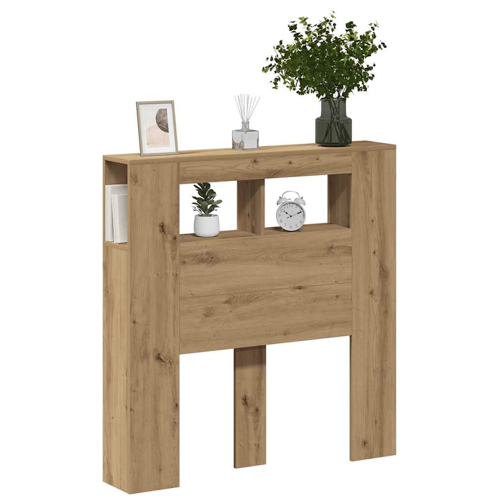sengegavl m. LED-lys 100x18,5x103,5 cm konstrueret træ kunsteg