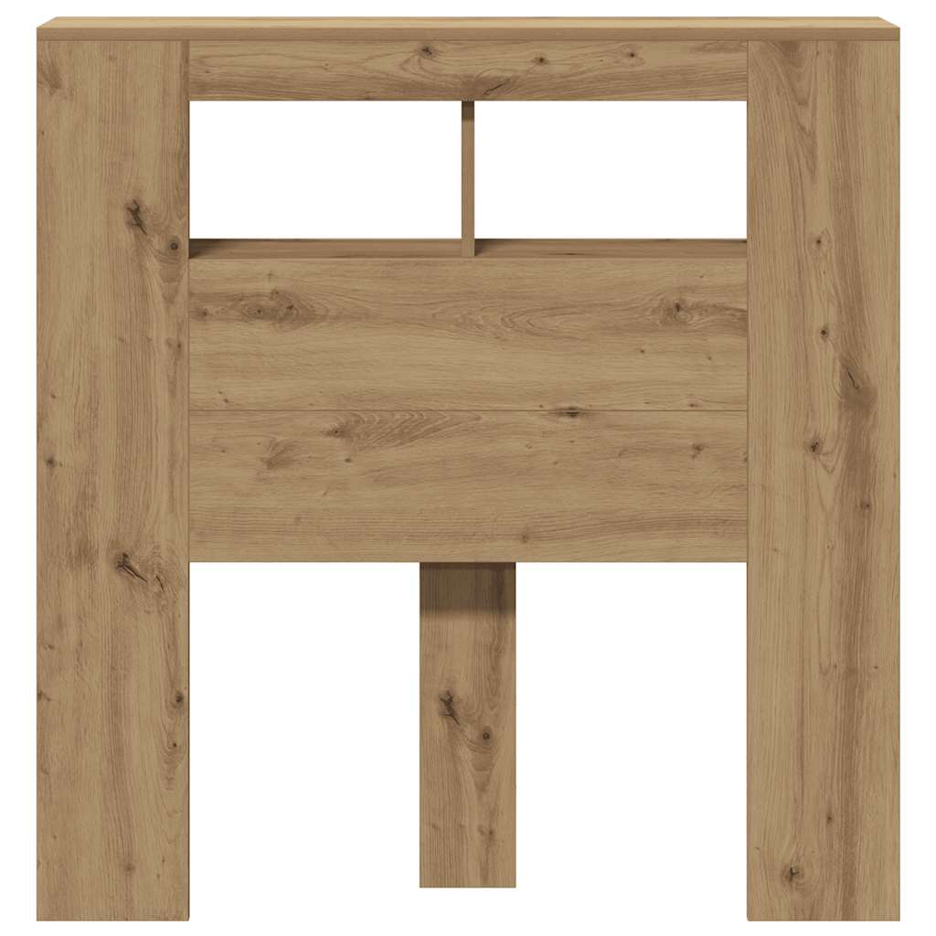 sengegavl m. LED-lys 100x18,5x103,5 cm konstrueret træ kunsteg