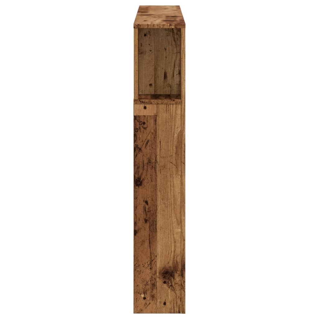 sengegavl med LED 120x18,5x103,5 cm konstrueret træ antikt træ