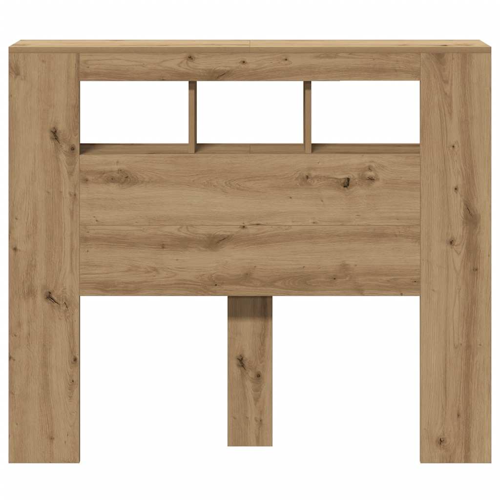 sengegavl m. LED-lys 120x18,5x103,5 cm konstrueret træ kunsteg