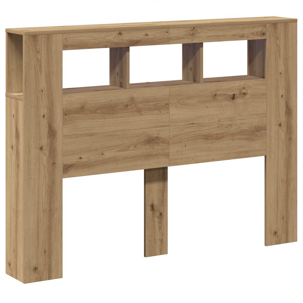 sengegavl m. LED-lys 140x18,5x103,5 cm konstrueret træ kunsteg