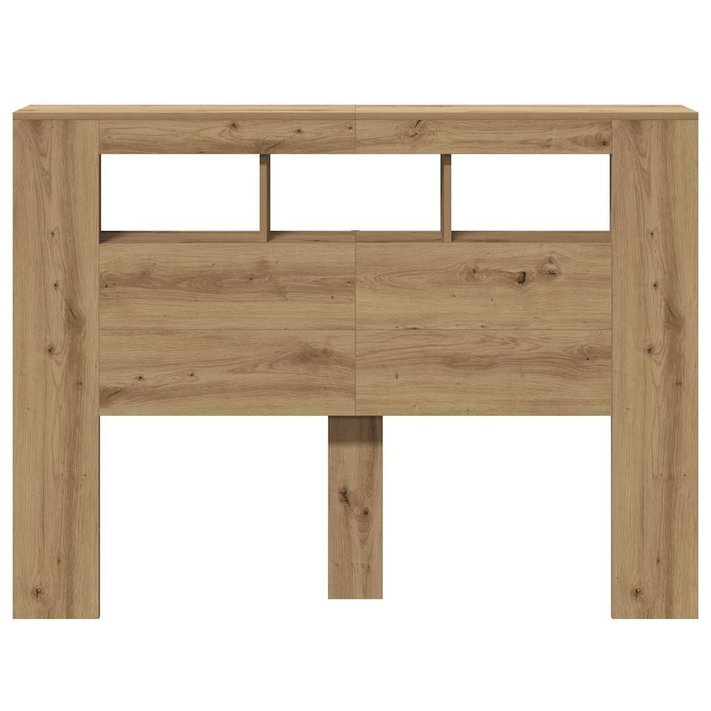 sengegavl m. LED-lys 140x18,5x103,5 cm konstrueret træ kunsteg