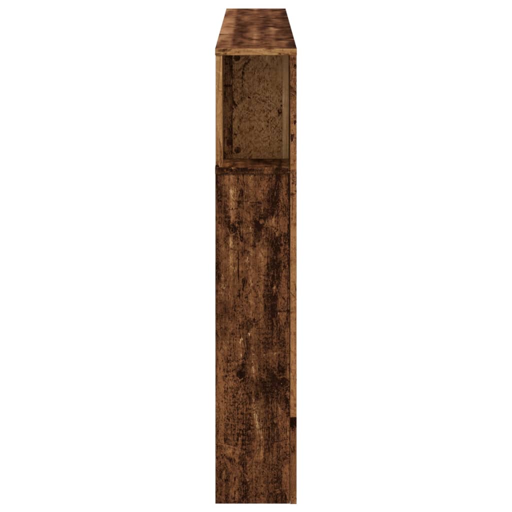 sengegavl med LED 160x18,5x103,5 cm konstrueret træ antikt træ