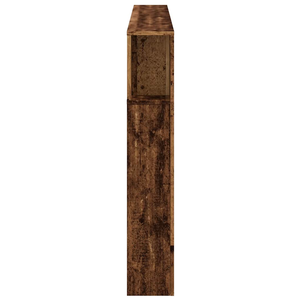 sengegavl med LED 180x18,5x103,5 cm konstrueret træ antikt træ