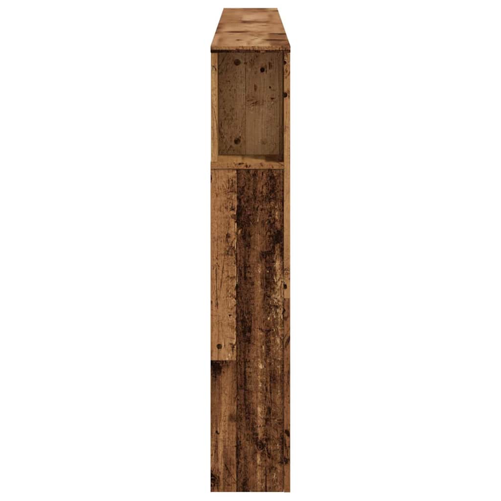sengegavl med LED 200x18,5x103,5 cm konstrueret træ antikt træ
