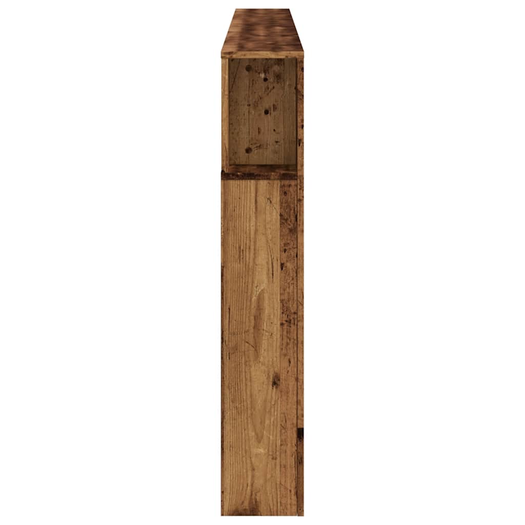 sengegavl med LED 220x18,5x103,5 cm konstrueret træ antikt træ