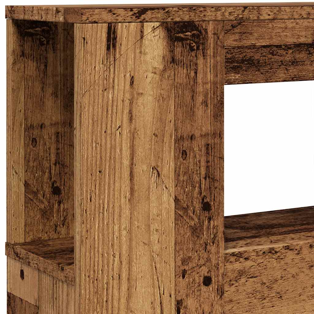 sengegavl med LED 220x18,5x103,5 cm konstrueret træ antikt træ