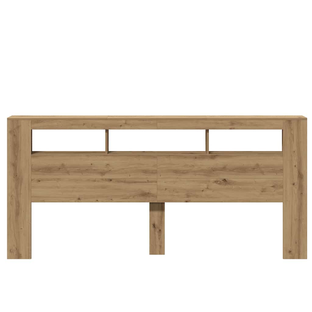 sengegavl m. LED-lys 220x18,5x103,5 cm konstrueret træ kunsteg