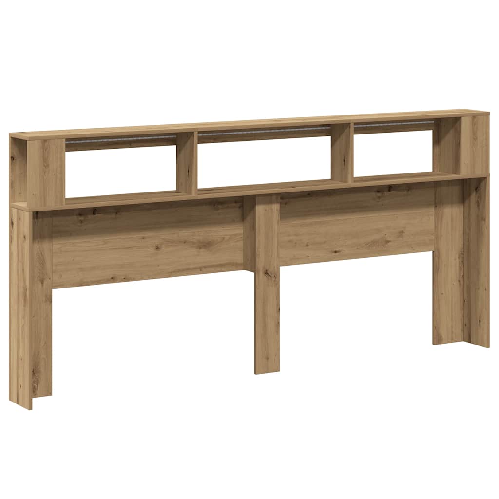 sengegavl m. LED-lys 220x18,5x103,5 cm konstrueret træ kunsteg