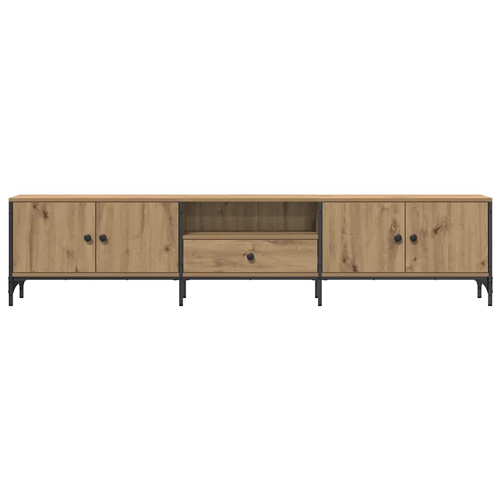 tv-bord med skuffe 200x25x44 cm konstrueret træ kunsteg