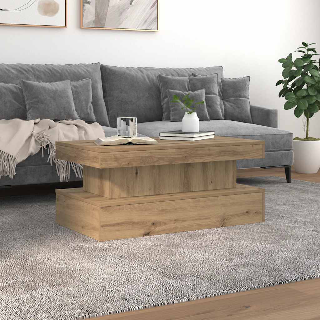 sofabord med LED-lys 90x50x40 cm kunsteg