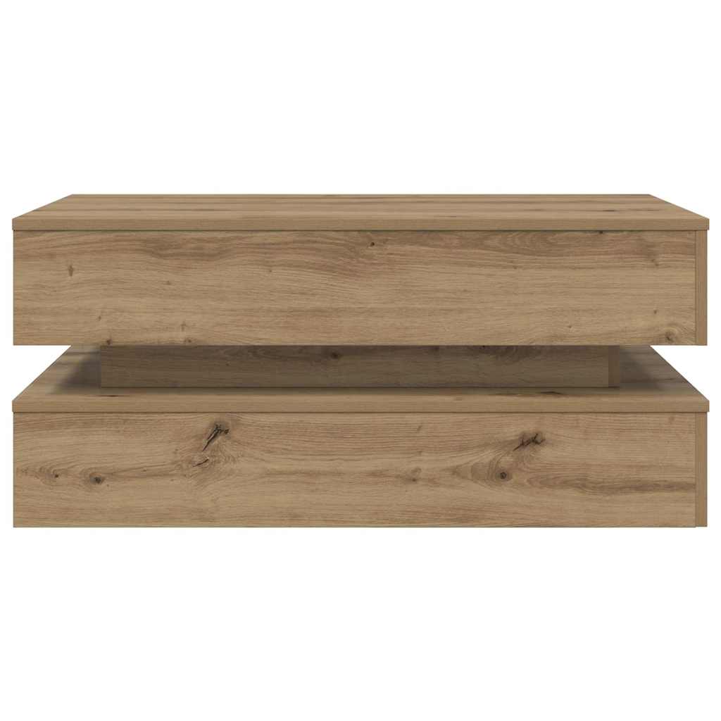 sofabord med LED-lys 90x50x40 cm kunsteg