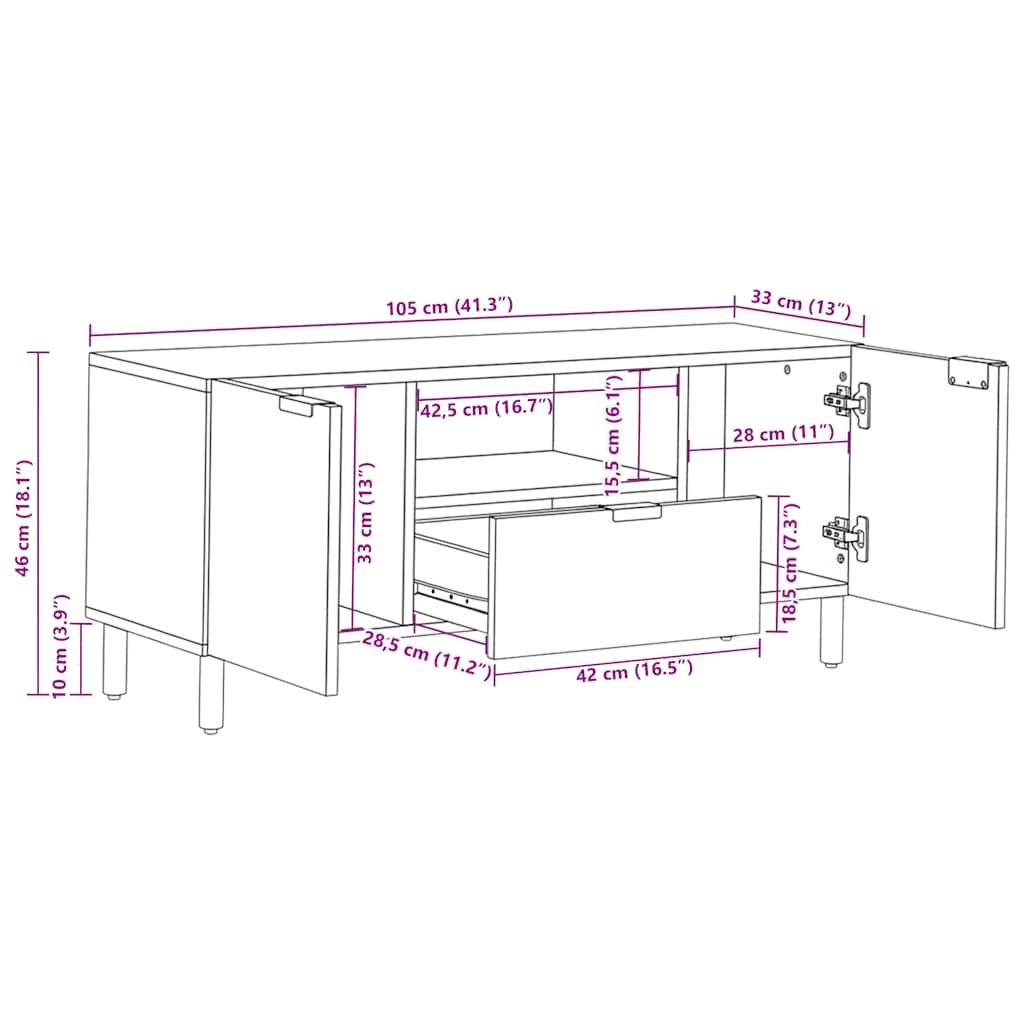 tv-bord 105x33x46 cm konstrueret træ sort