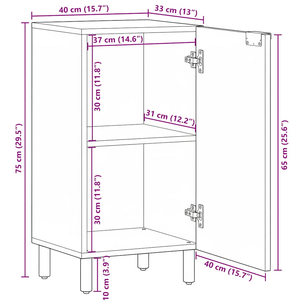 kommode 90x34x80 cm konstrueret træ sort