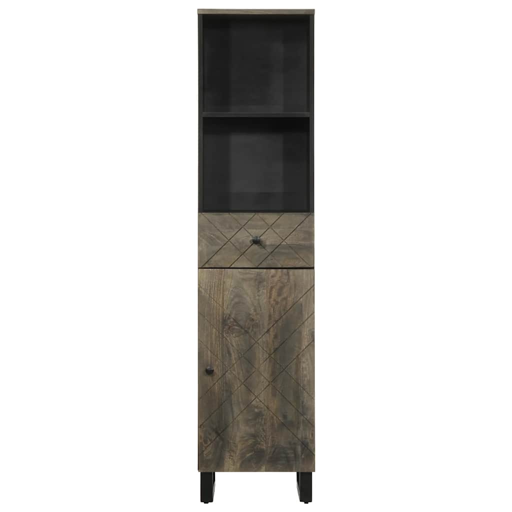 badeværelsesskab 38x33x160 cm massivt mangotræ sort