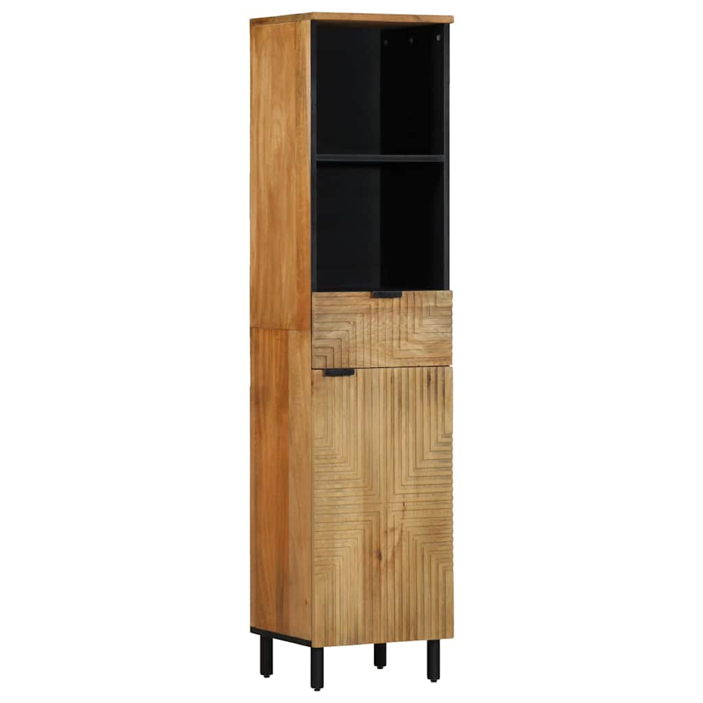 badeværelsesskab 38x33x160 cm massivt mangotræ brun