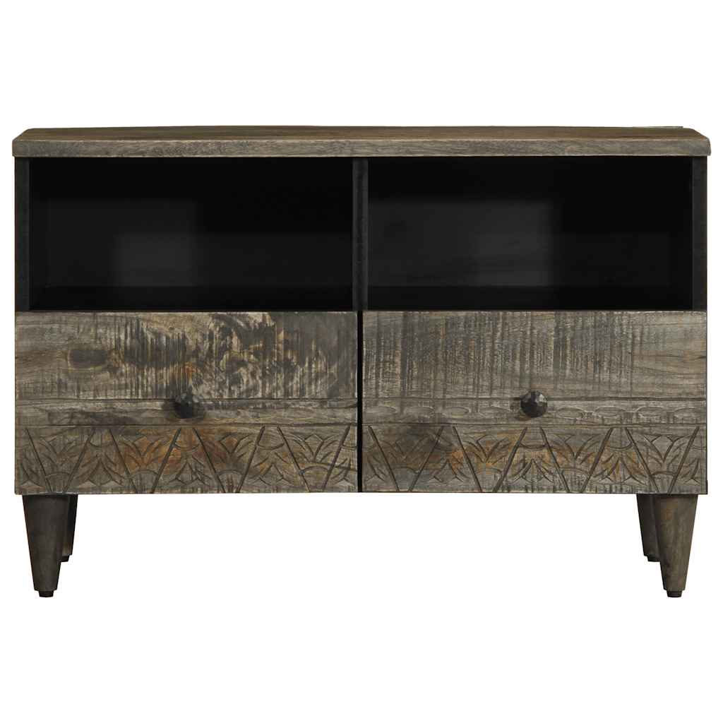 tv-bord 70x33,5x46 cm massivt mangotræ lysegrå