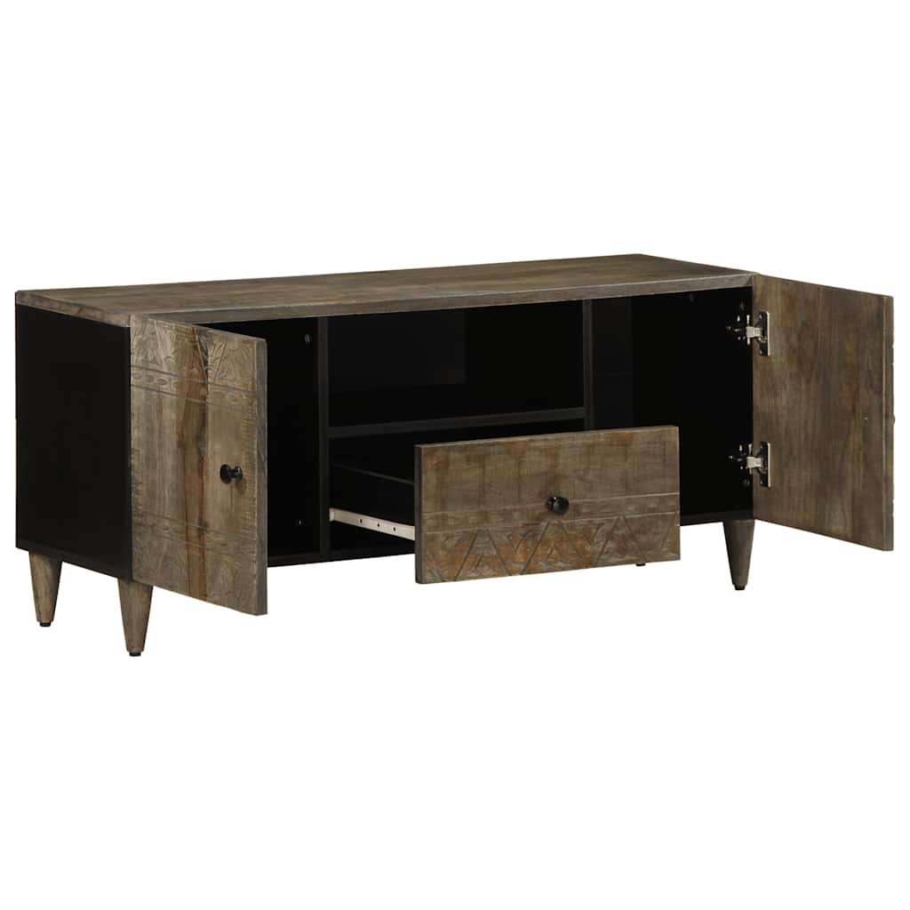tv-bord 105x33,5x46 cm massivt mangotræ lysegrå