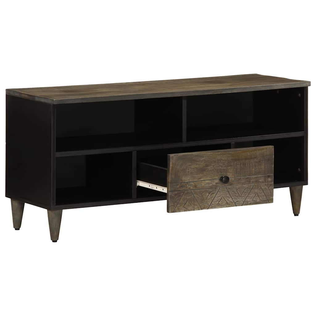 tv-bord 100x33x46 cm massivt mangotræ sort