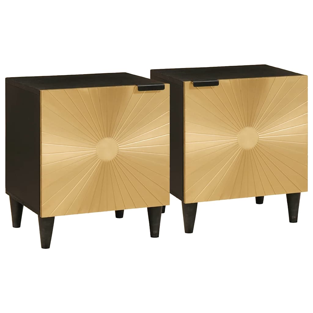 Natskab 2 stk. Sort og Guld 40 x 33 x 46 cm Konstrueret træ