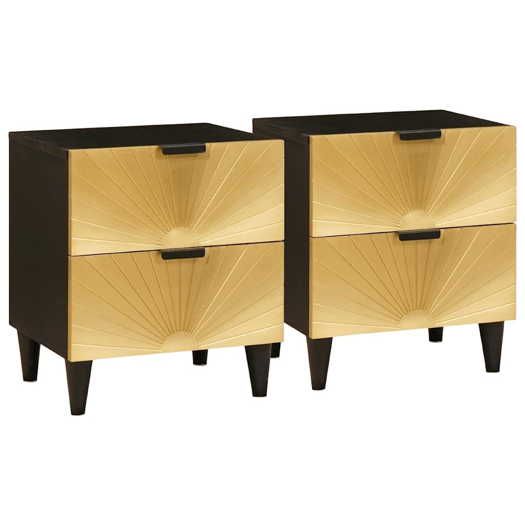 Natskab 2 stk. Sort og Guld 40 x 33 x 46 cm Konstrueret træ