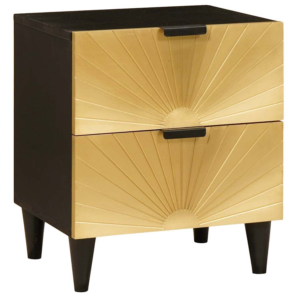 Natskab 2 stk. Sort og Guld 40 x 33 x 46 cm Konstrueret træ
