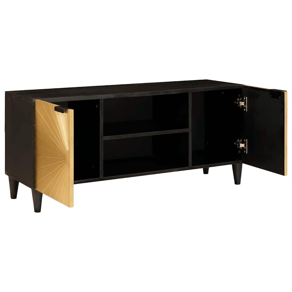 TV-skab Sort og Guld 105 x 33 x 46 cm Konstrueret træ