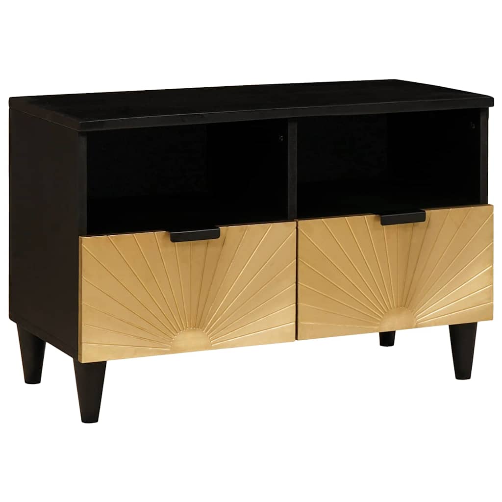 TV-skab Sort og Guld 70 x 33 x 46 cm Konstrueret træ