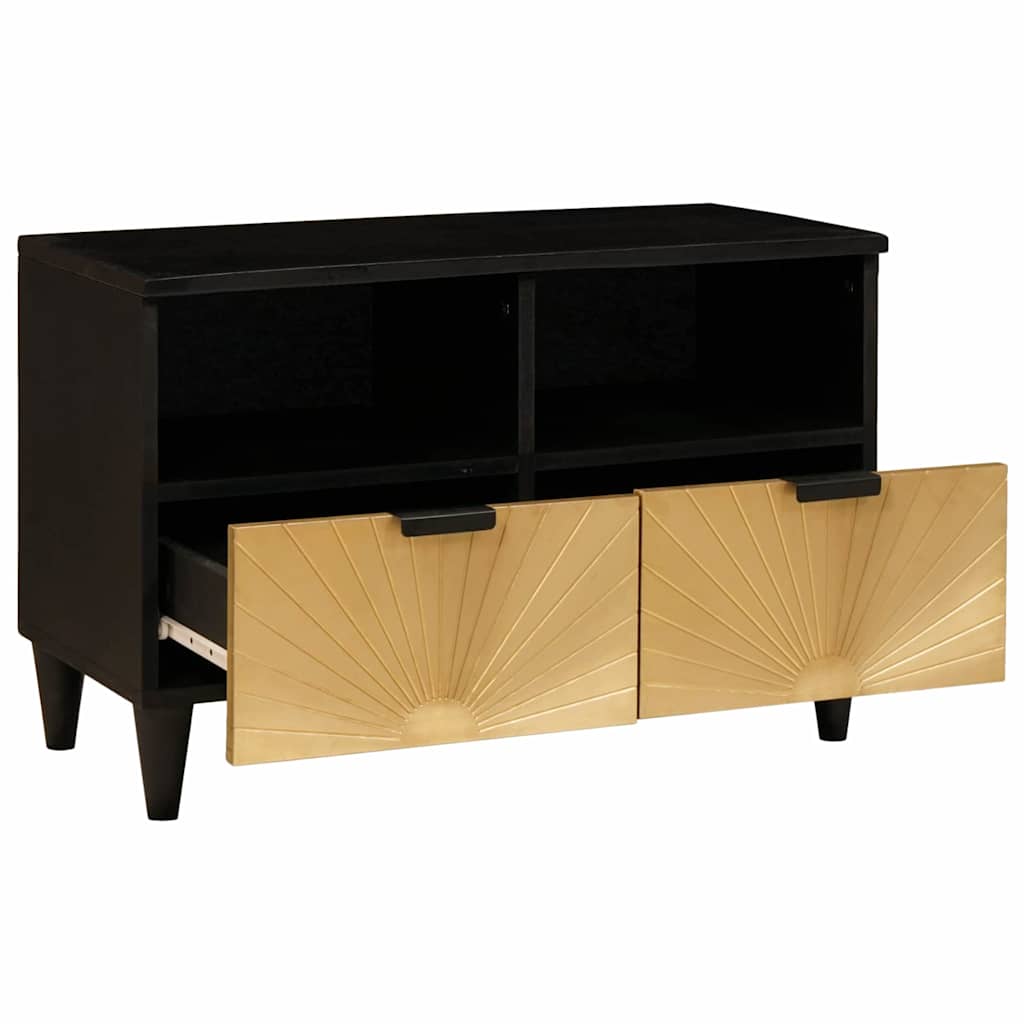 TV-skab Sort og Guld 70 x 33 x 46 cm Konstrueret træ