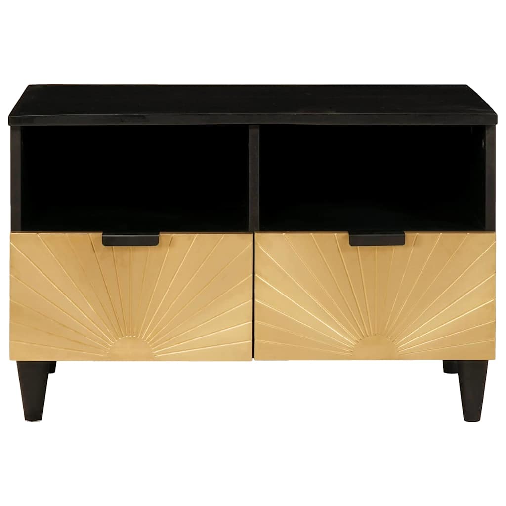 TV-skab Sort og Guld 70 x 33 x 46 cm Konstrueret træ