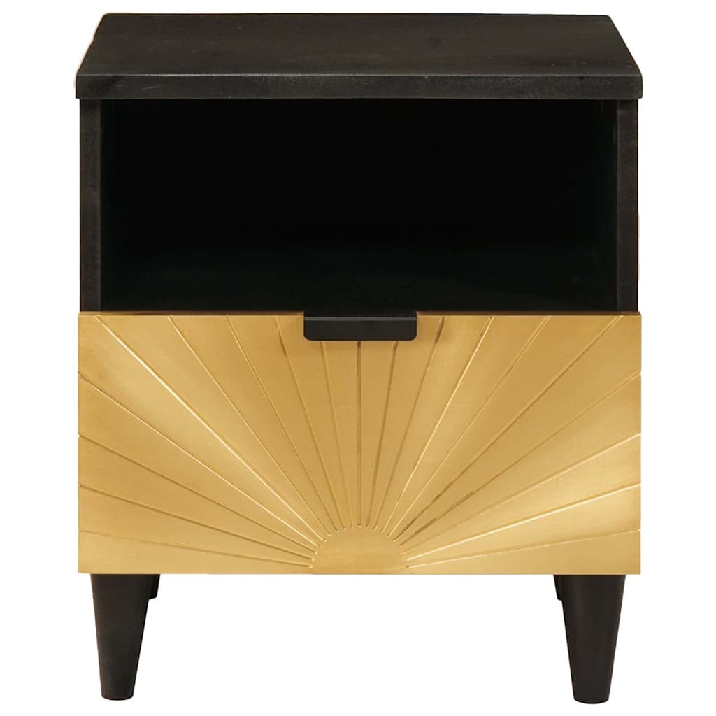 Natskab 2 stk. Sort og Guld 40 x 33 x 46 cm Konstrueret træ