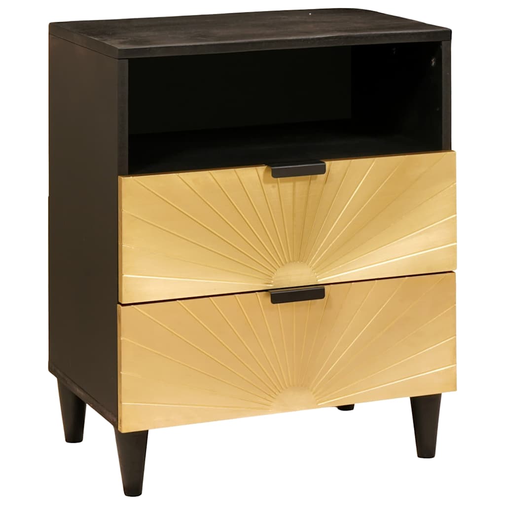 Sengebord Sort og Guld 50 x 33 x 62 cm Konstrueret træ