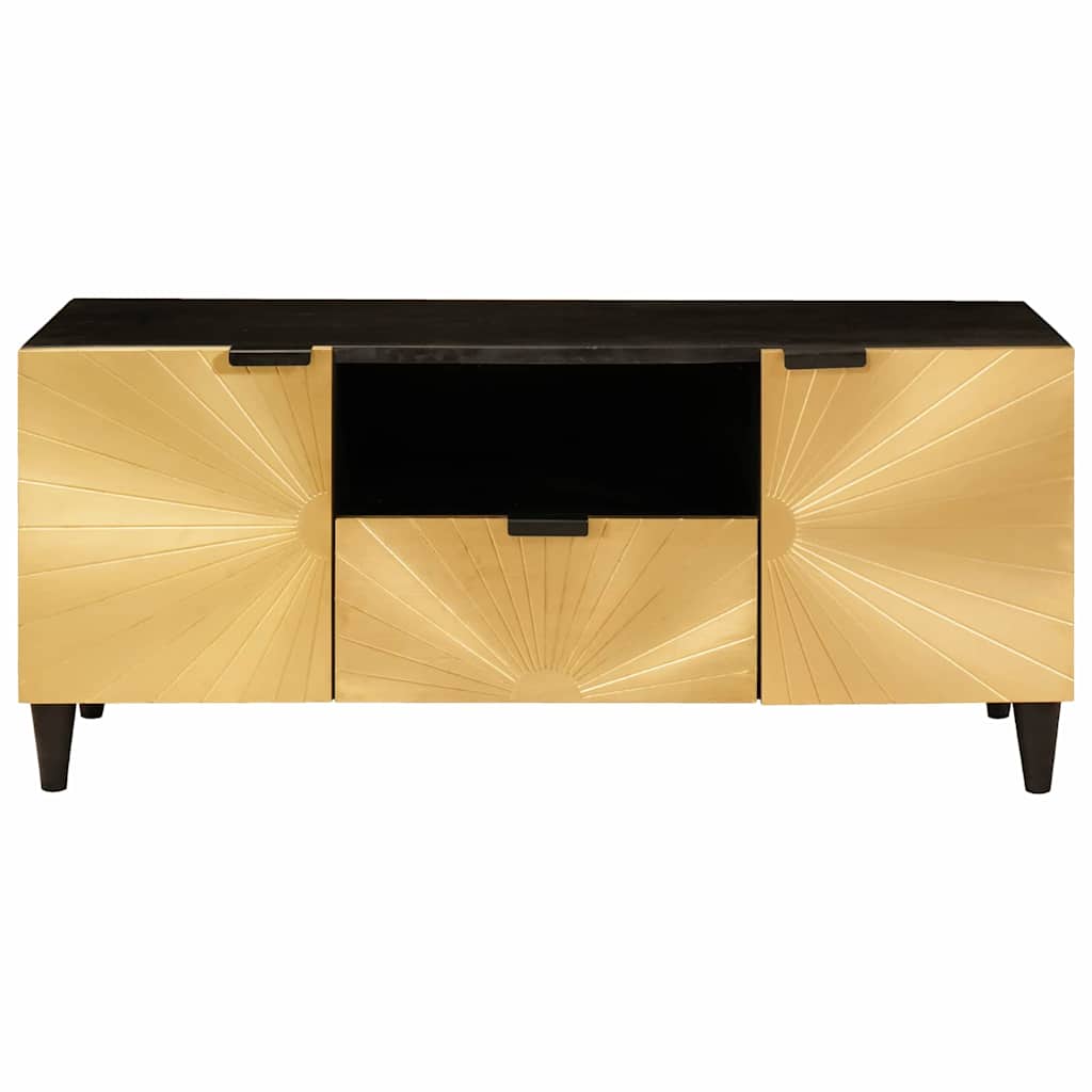TV-skab Sort og Guld 105 x 33 x 46 cm Konstrueret træ