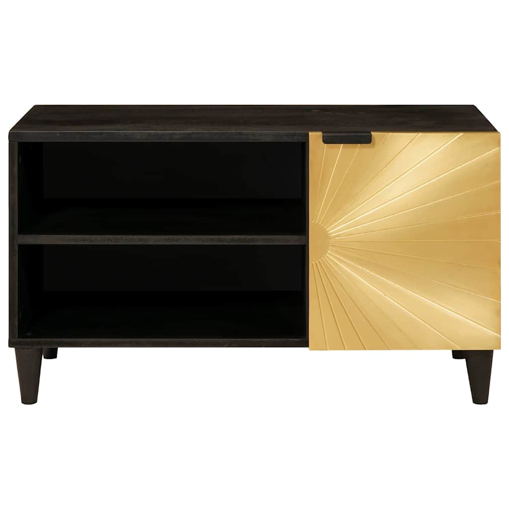 TV-skab Sort og Guld 80 x 33 x 46 cm Konstrueret træ