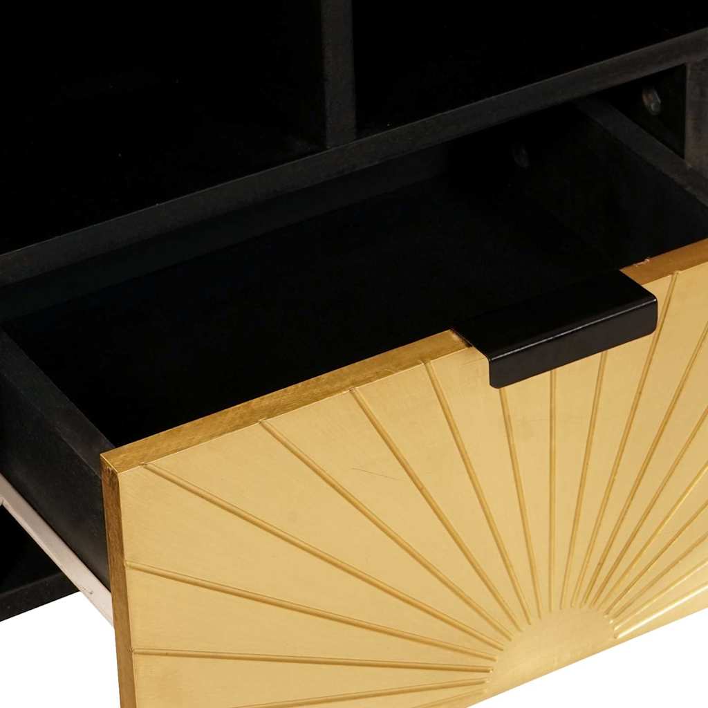 TV-skab Sort og Guld 100 x 33 x 46 cm Konstrueret træ