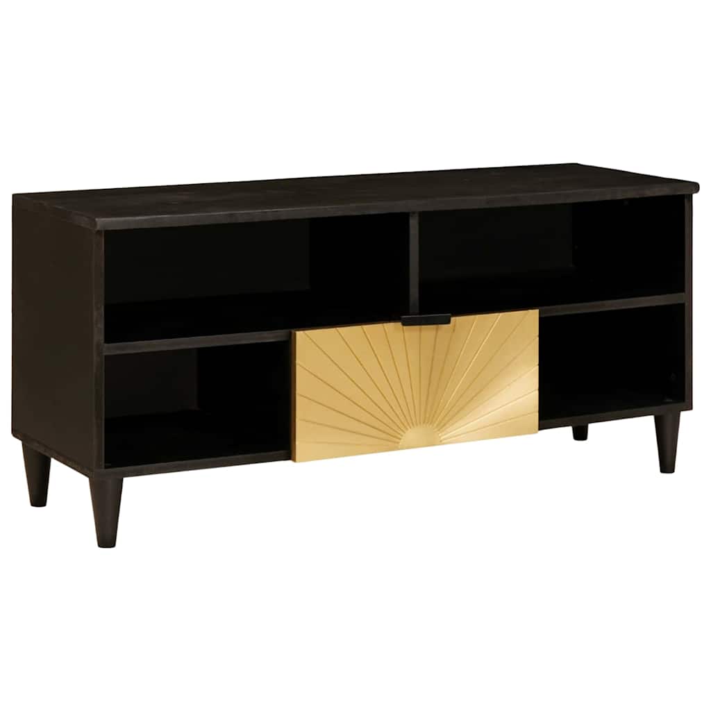 TV-skab Sort og Guld 100 x 33 x 46 cm Konstrueret træ