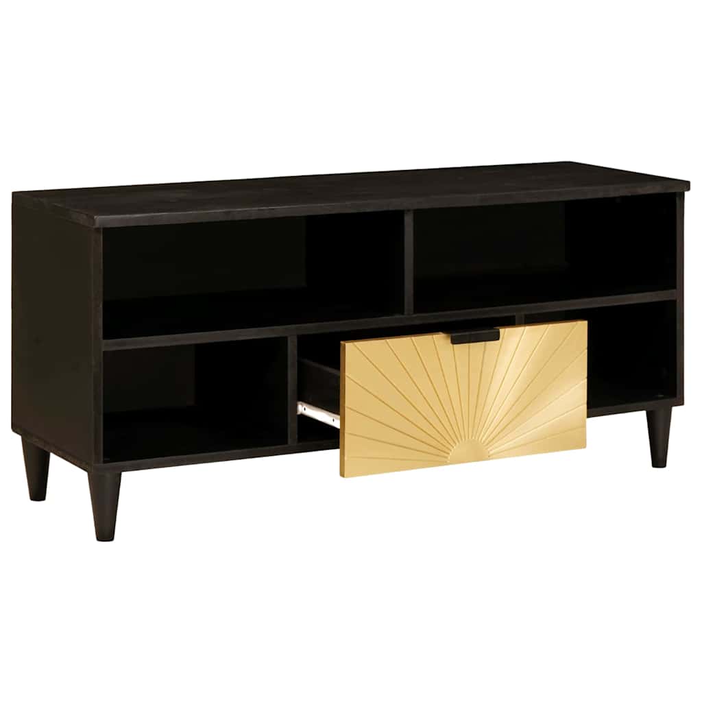 TV-skab Sort og Guld 100 x 33 x 46 cm Konstrueret træ