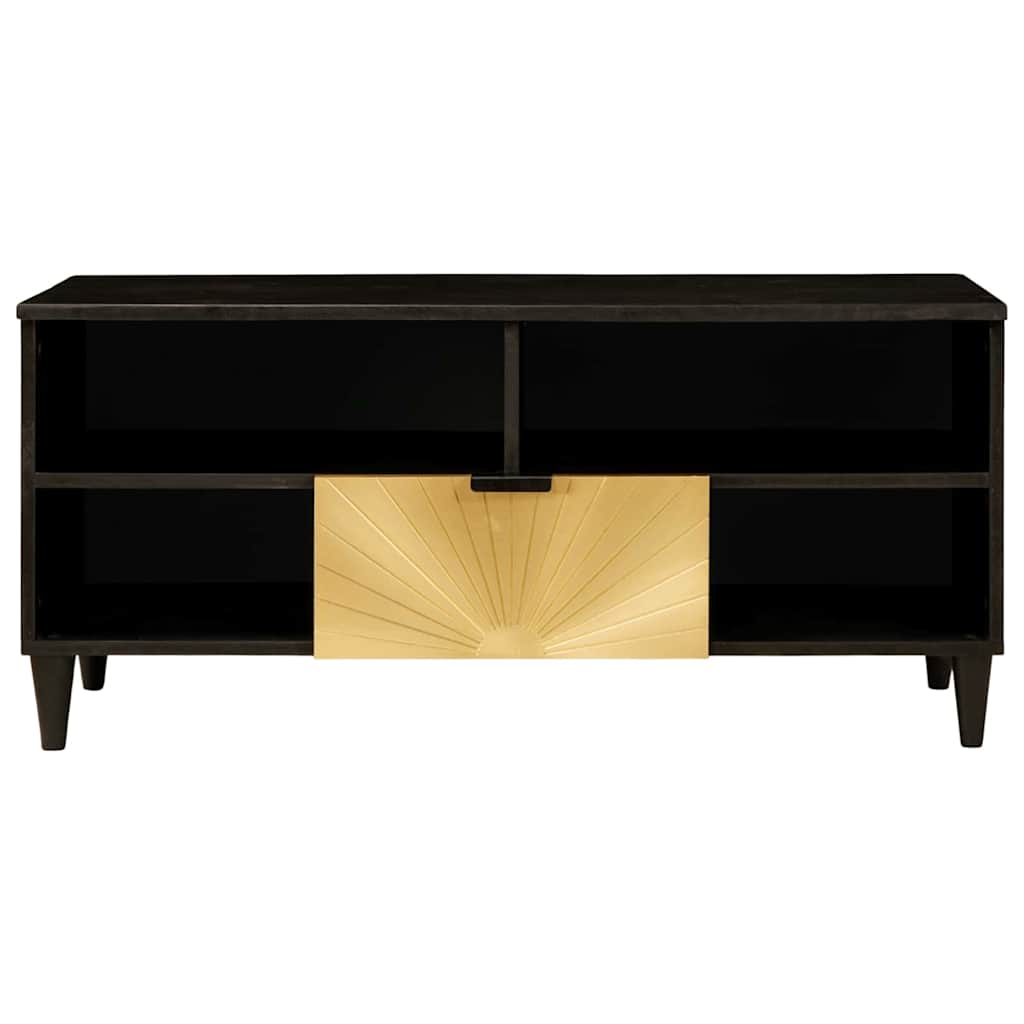 TV-skab Sort og Guld 100 x 33 x 46 cm Konstrueret træ