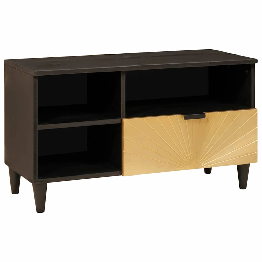 TV-skab Sort og Guld 80 x 33 x 46 cm Konstrueret træ