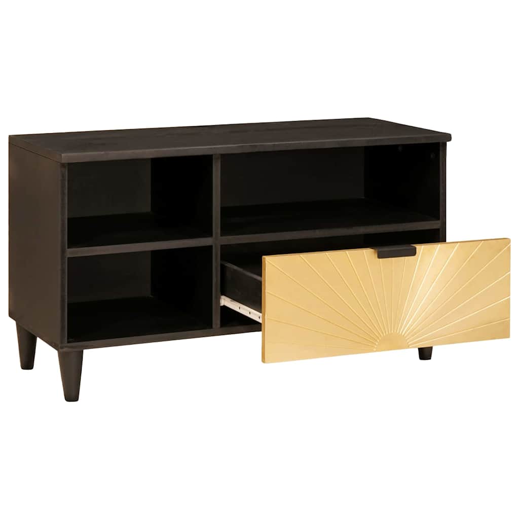 TV-skab Sort og Guld 80 x 33 x 46 cm Konstrueret træ