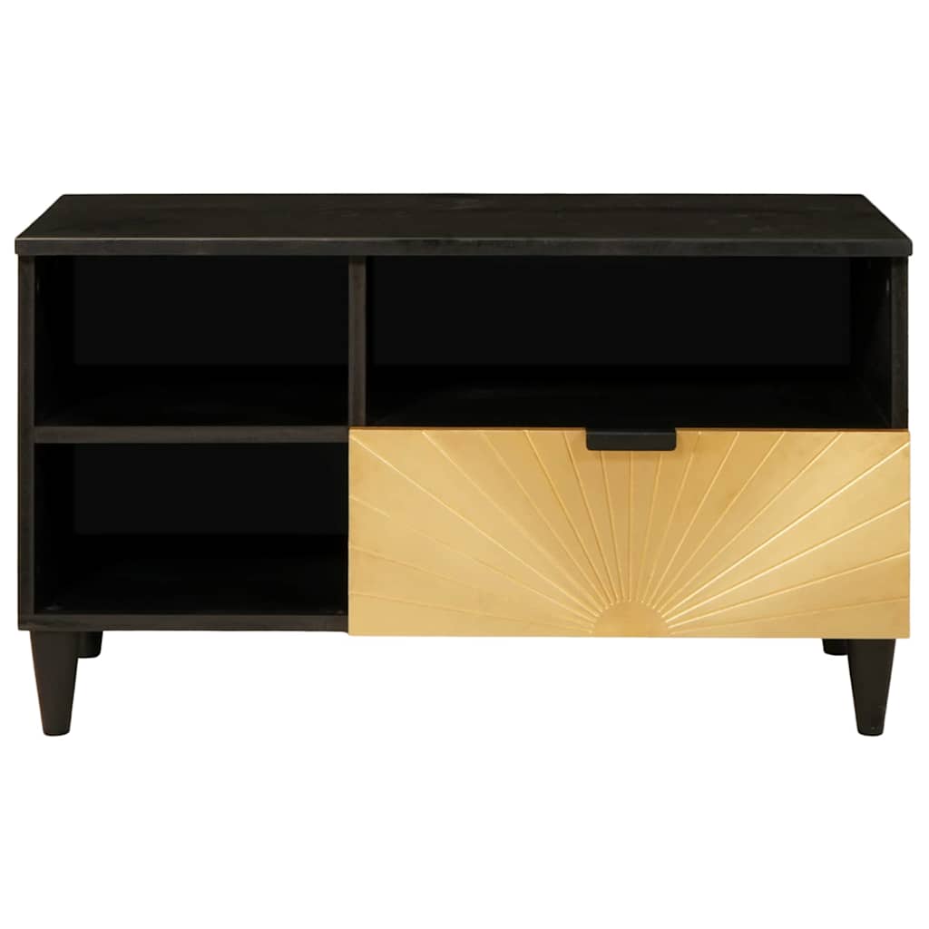 TV-skab Sort og Guld 80 x 33 x 46 cm Konstrueret træ