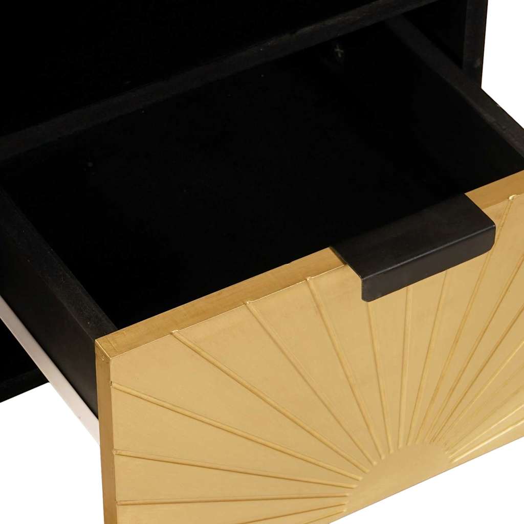 TV-skab Sort og Guld 100 x 33 x 46 cm Konstrueret træ