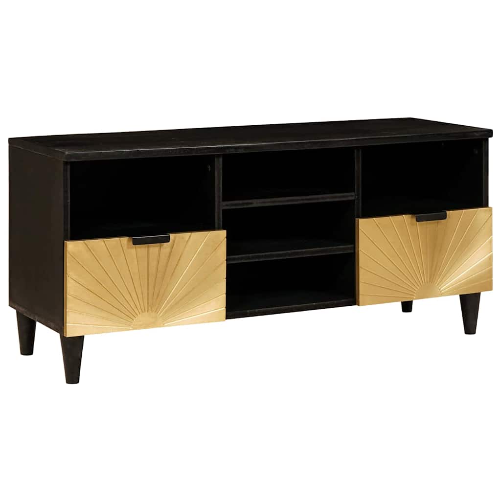 TV-skab Sort og Guld 100 x 33 x 46 cm Konstrueret træ