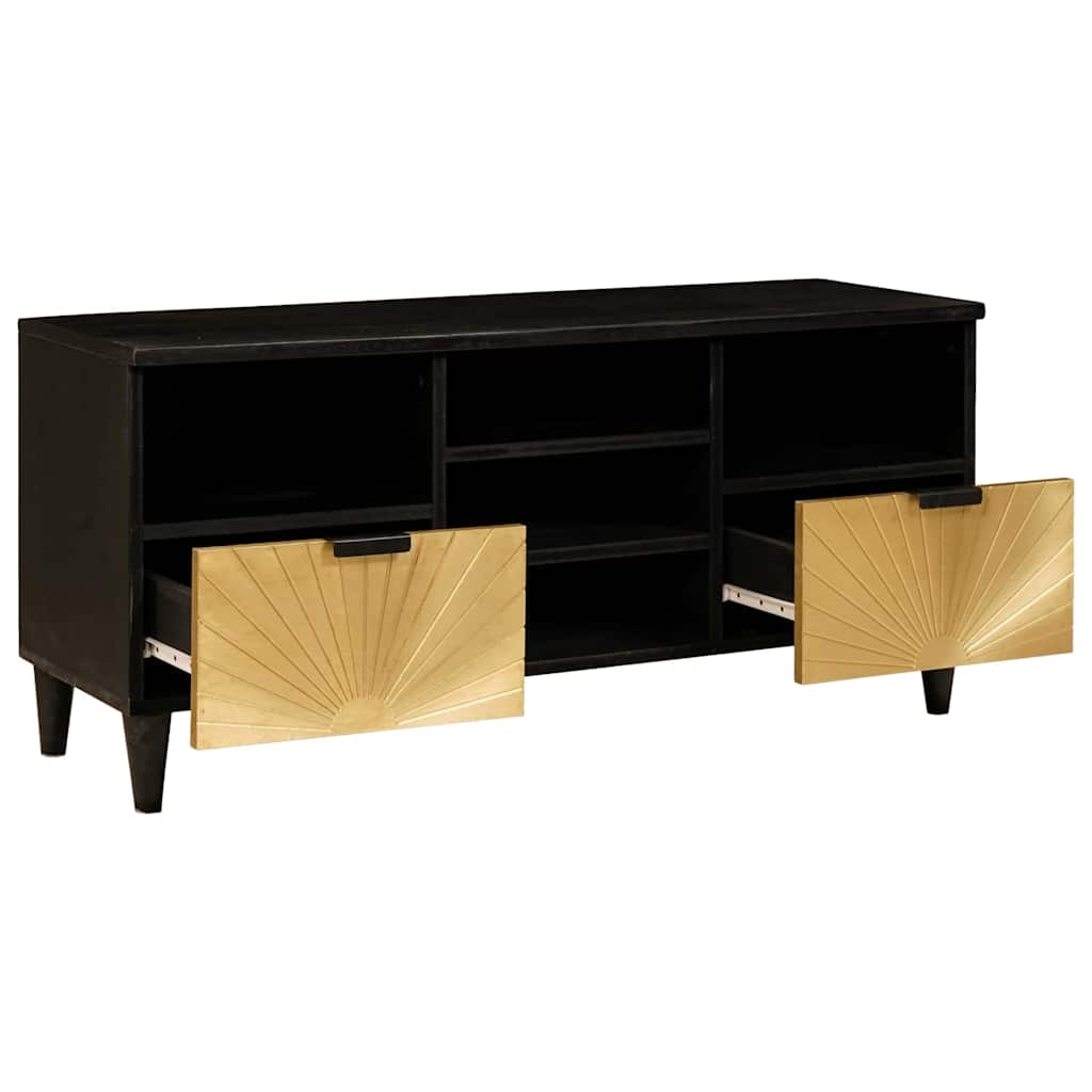 TV-skab Sort og Guld 100 x 33 x 46 cm Konstrueret træ