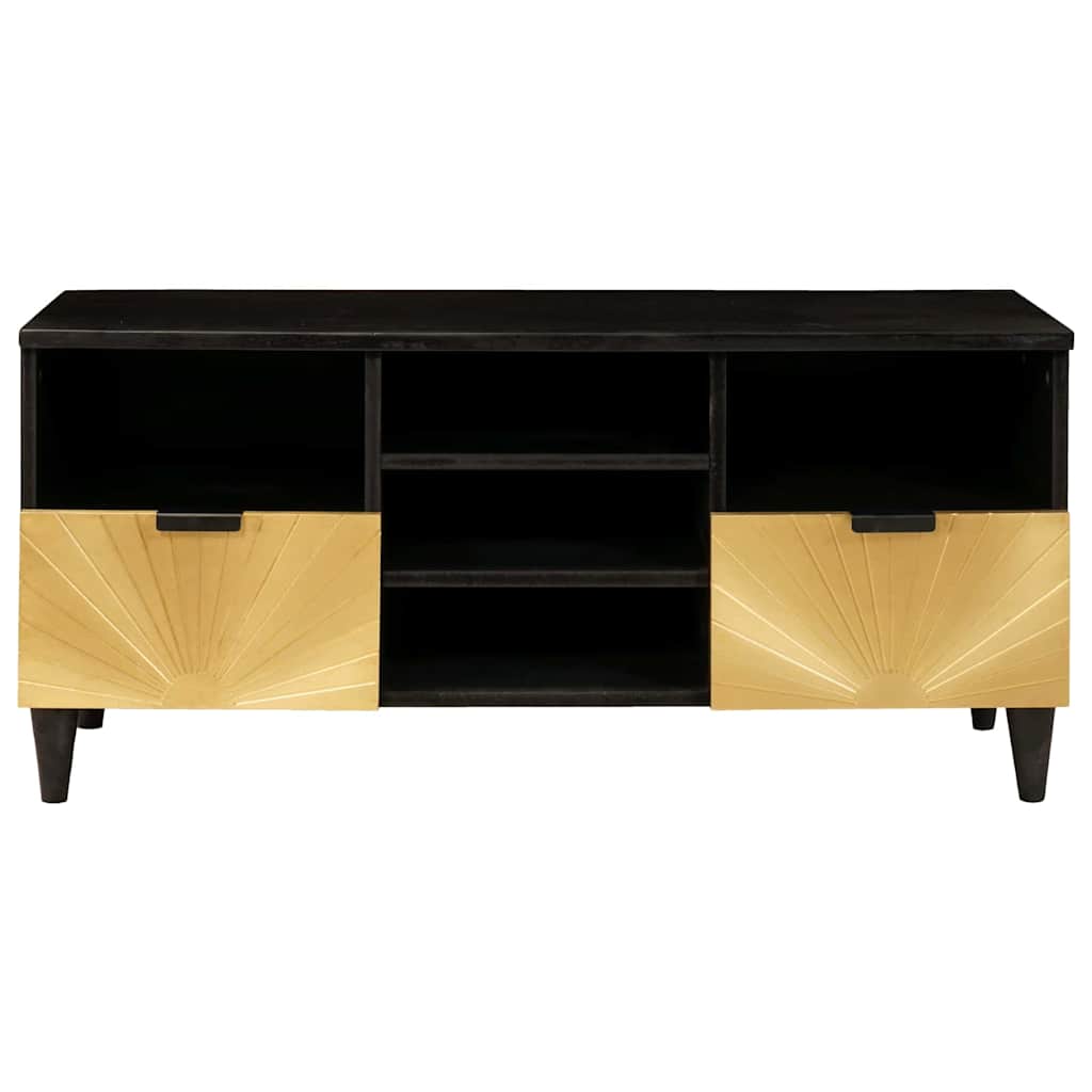 TV-skab Sort og Guld 100 x 33 x 46 cm Konstrueret træ