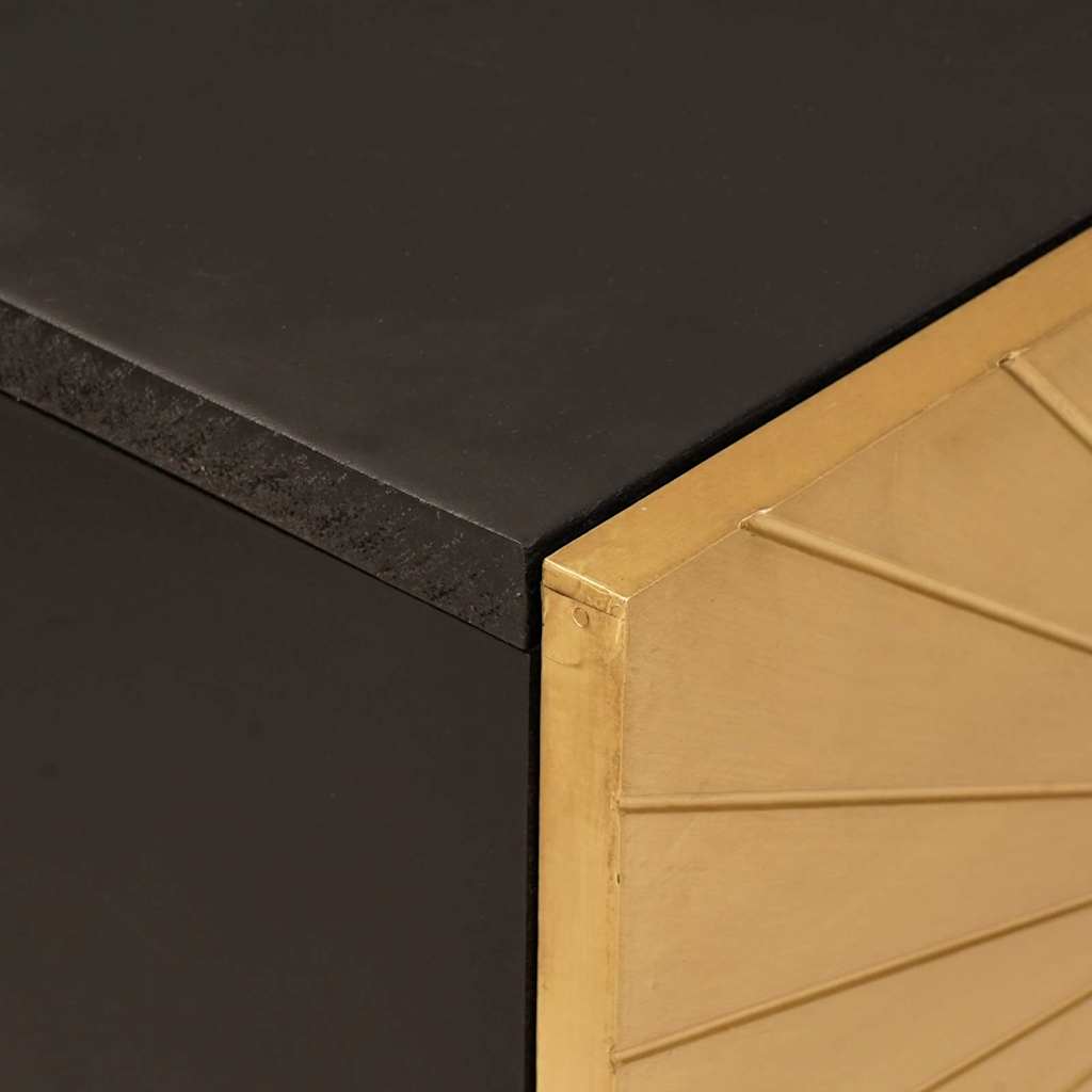 Sideskab Sort og Guld 80 x 33,5 x 75 cm Massivt mangotræ