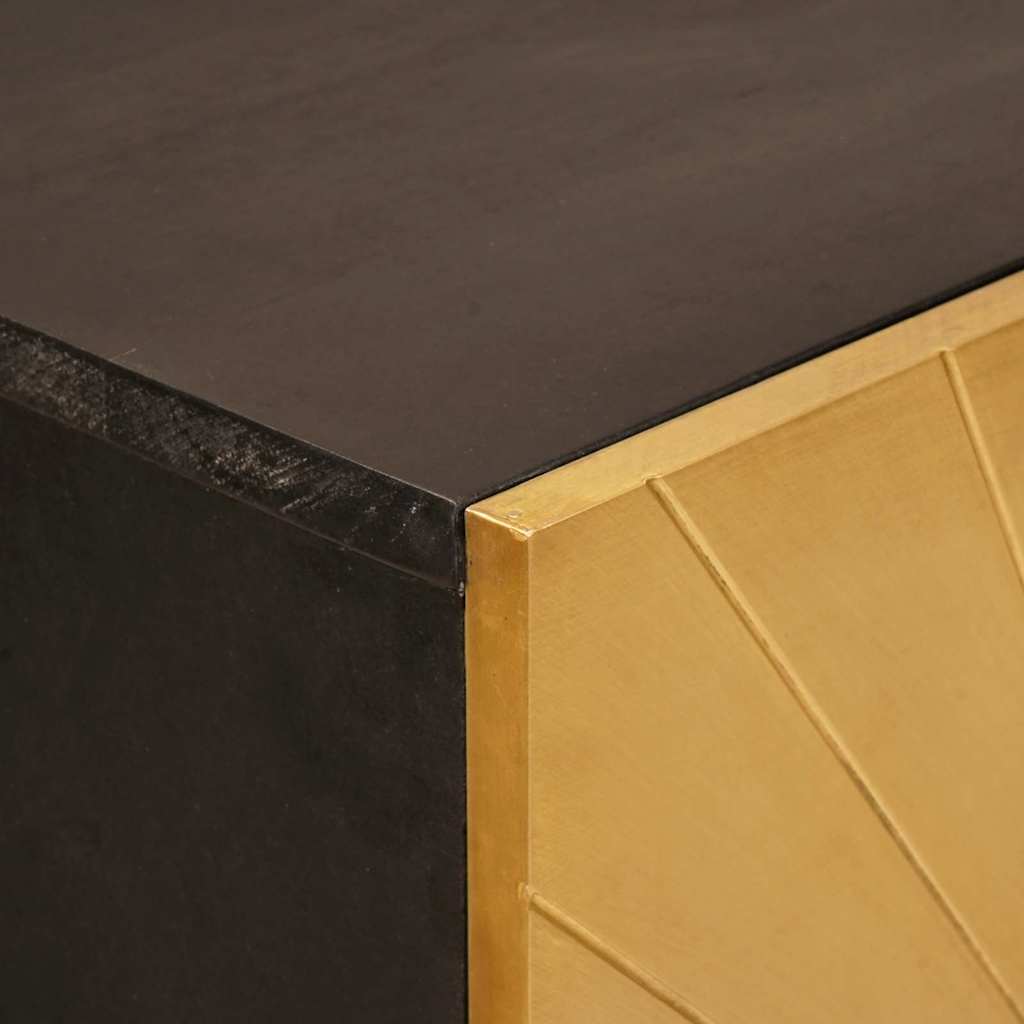 Sideskab Sort og Guld 60 x 33,5 x 100 cm Massivt mangotræ