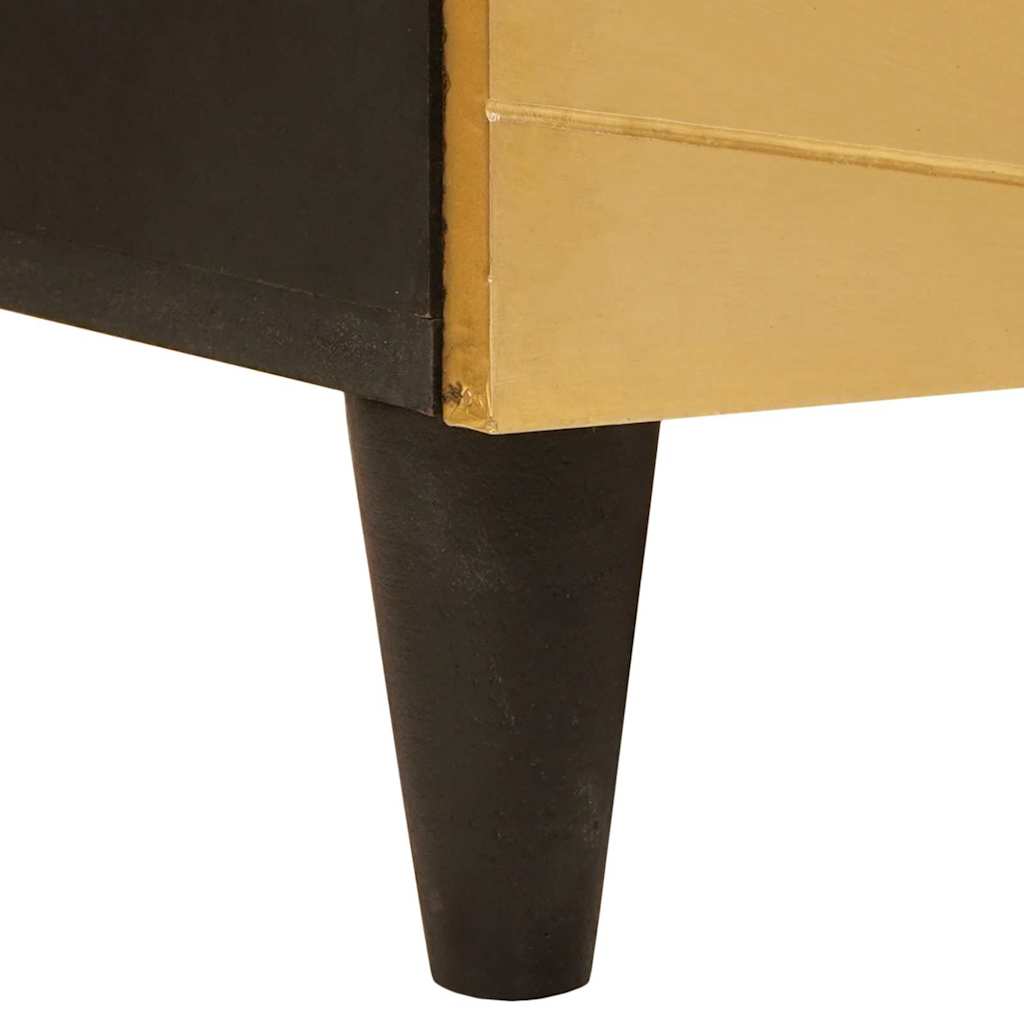 Sideskab Sort og Guld 60 x 33,5 x 100 cm Massivt mangotræ