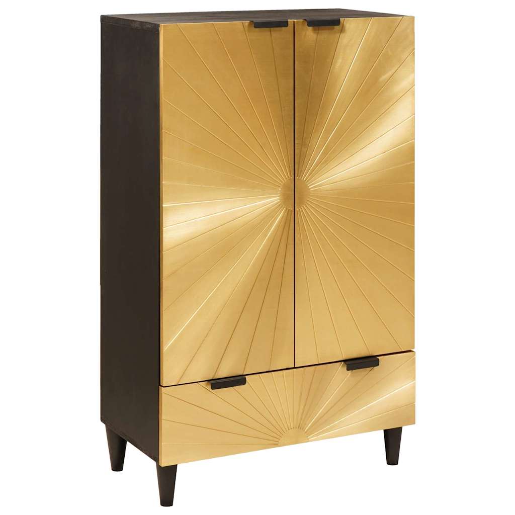 Sideskab Sort og Guld 60 x 33,5 x 100 cm Massivt mangotræ