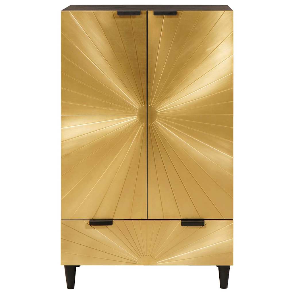 Sideskab Sort og Guld 60 x 33,5 x 100 cm Massivt mangotræ